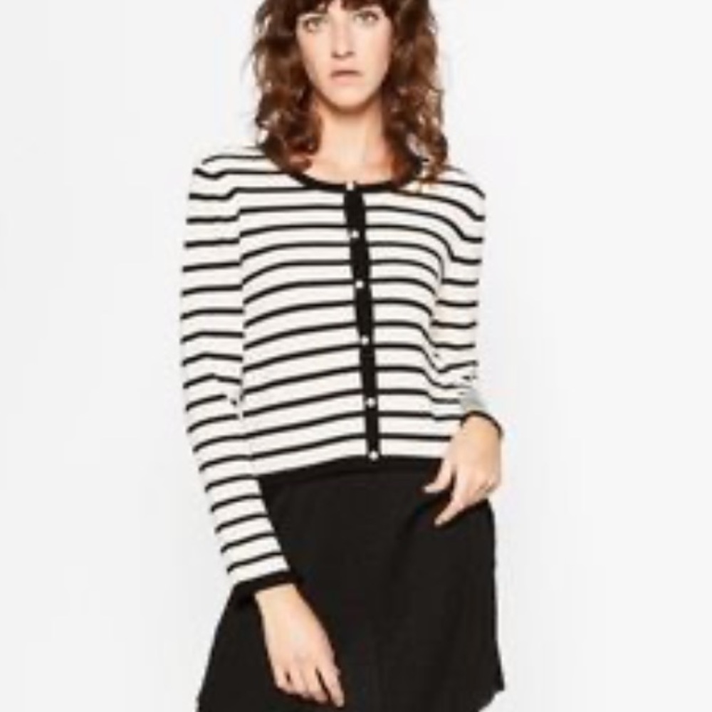 Zara Striped Cardigan - Cream and Black